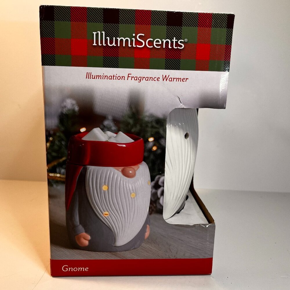 IllumiScents Christmas Gnome Ceramic Wax Warmer Fragrance Winter Holiday New